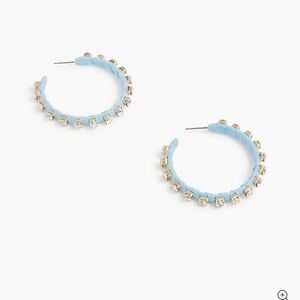 J.Crew-Woven rhinestone wrapped hoop earrings-blue-NWT